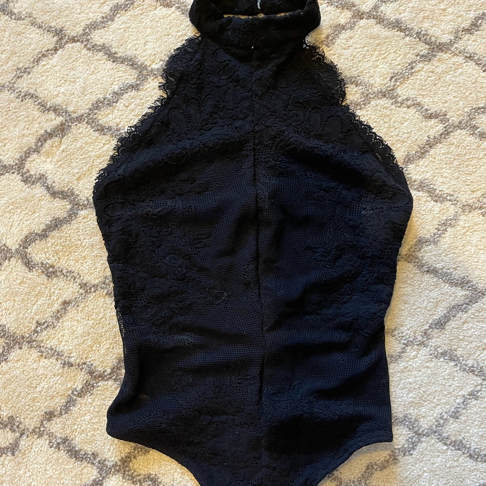 Navy Lace Halter Neck Bodysuit